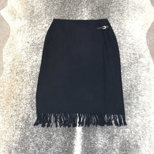 REQUIREMENTS Petite Black Wrap Skirt with Tassels